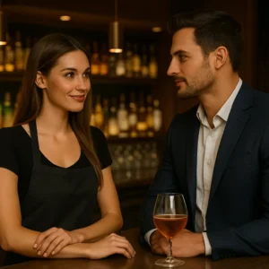 Attractive man and woman at a bar during an after-hours moment – Late Night Roleplay Story