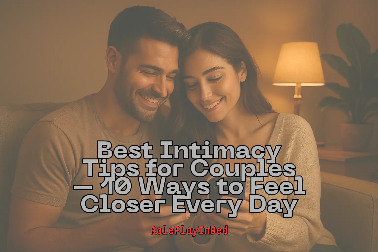 Smiling couple sitting together at home, sharing a warm moment – best intimacy tips for couples.