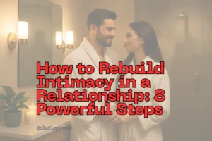 A couple in bathrobes smiling at each other in a warm, intimate setting - How to Rebuild Intimacy in a Relationship: 8 Powerful Steps.