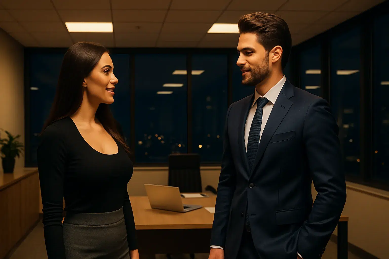 Dominant Boss Roleplay Scenario – CEO and Assistant in a Late-Night Office Meeting