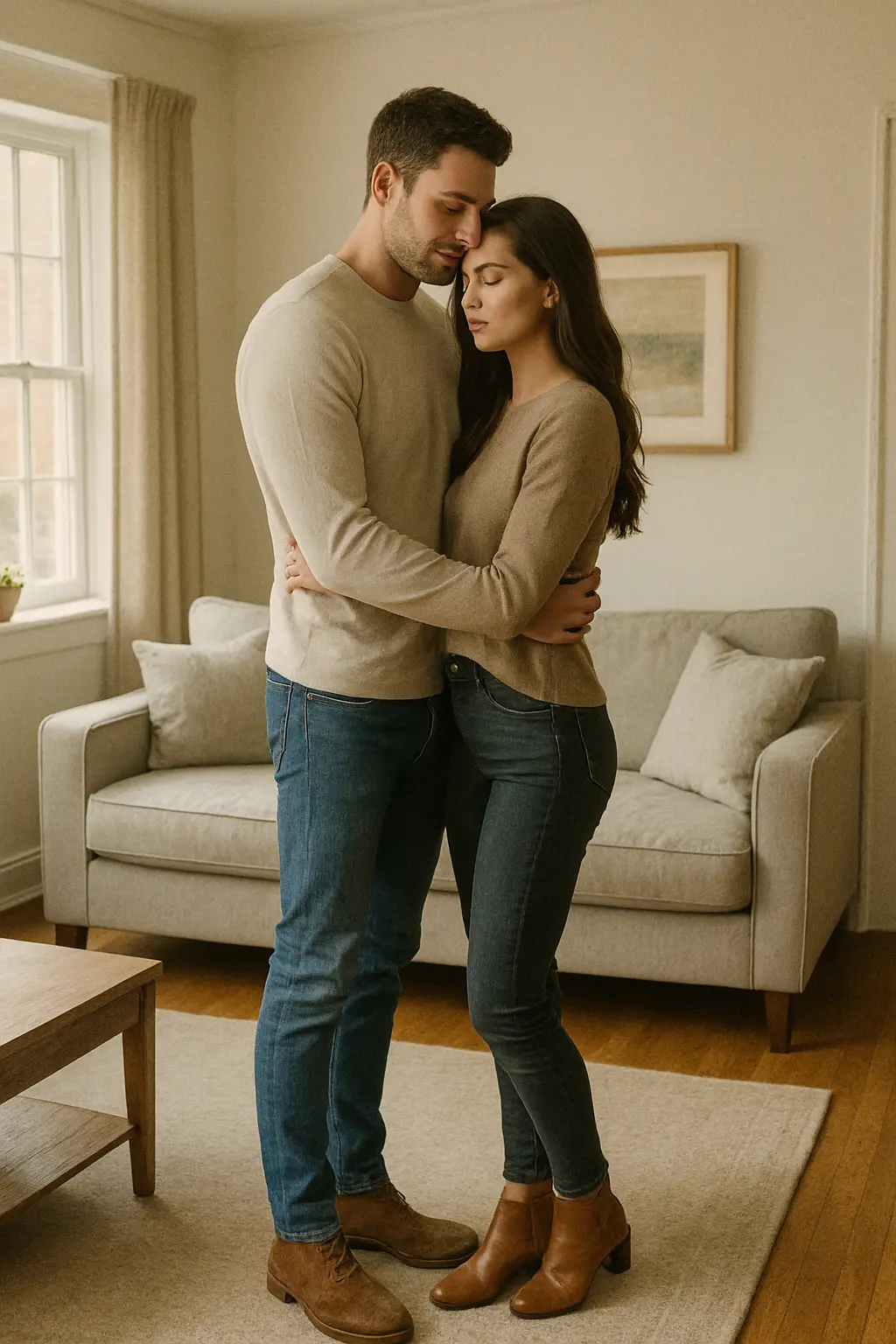 couple holding each other after an emotional moment