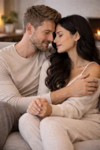 Guided intimacy for couples sharing a calm, close moment together on the couch